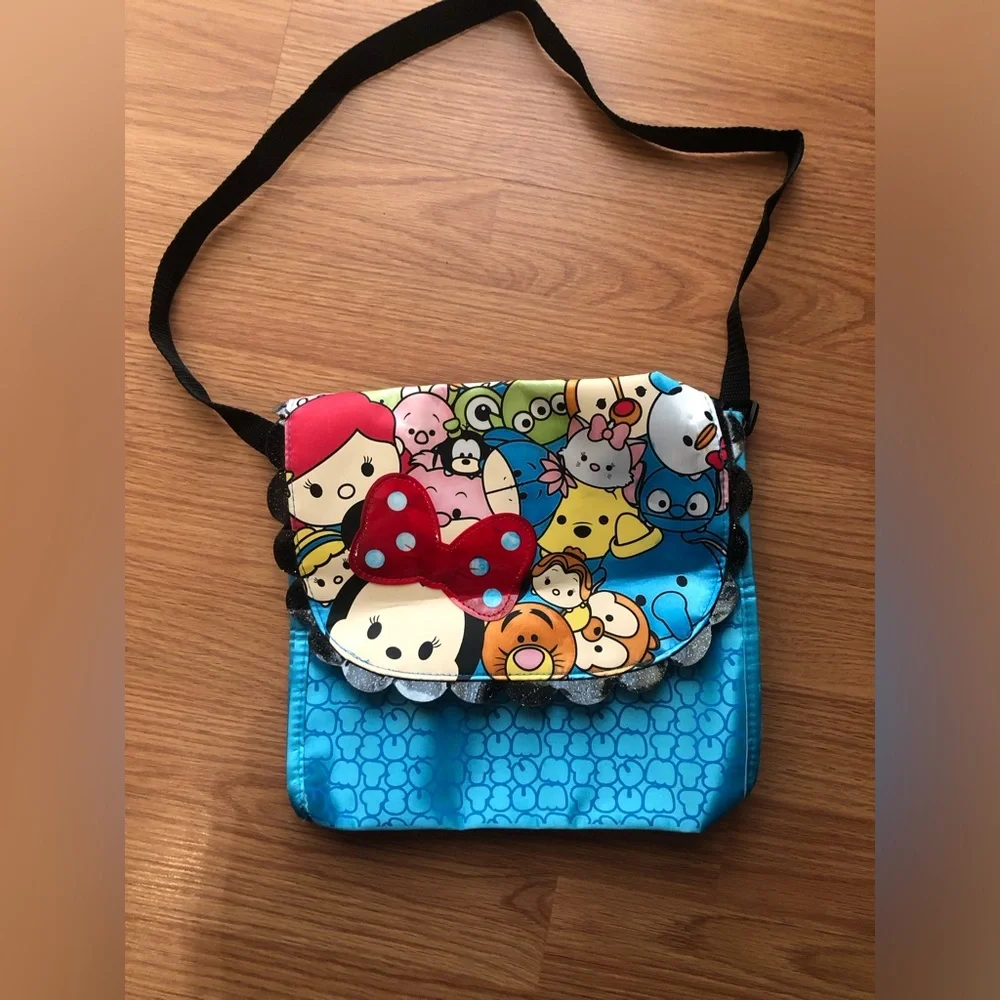 Disney Tsum Tsum Blue Crossbody Bag with Red Bow Accent